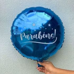 Balão Metalizado Azul Parabéns